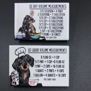 Dapple Dachshund Dog Measuring Chart Magnet Set Handmade Kitchen Decor Gift